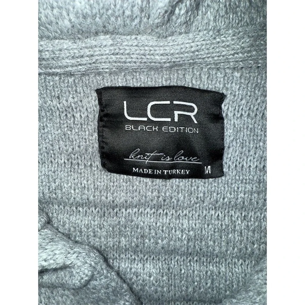 LCR Black edition Hooded Sweater Coat Faux Fur Trim Size M streetwear wool blend